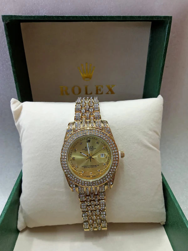 RLX Gold Watch with Stone for Women
