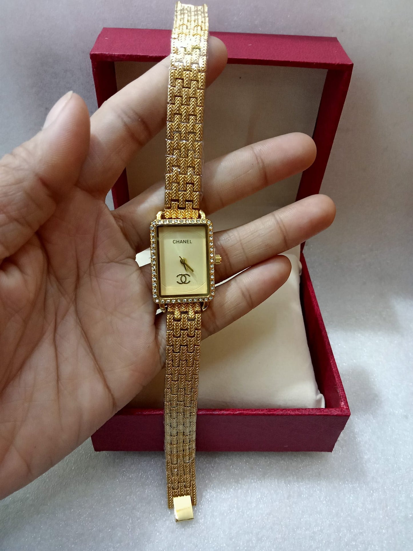 CHNL Square Face Gold Watch for Women