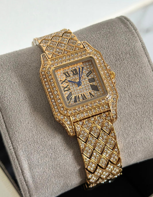 Cartier Gold Iced-out Watch