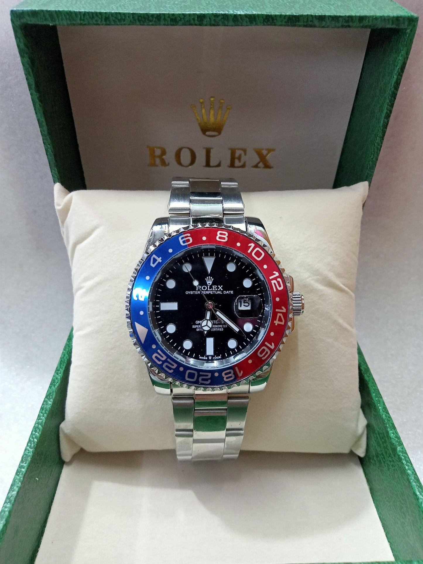 Rolex Rotating Bezel Silver Watch for Men