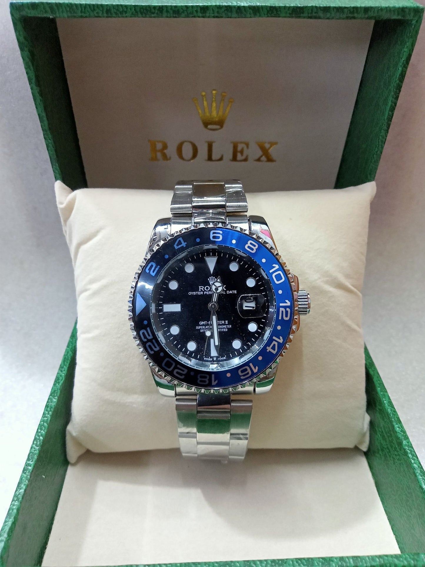 Rolex Rotating Bezel Silver Watch for Men