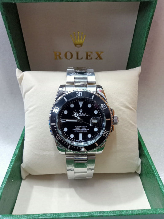 Rolex Rotating Bezel Silver Watch for Men