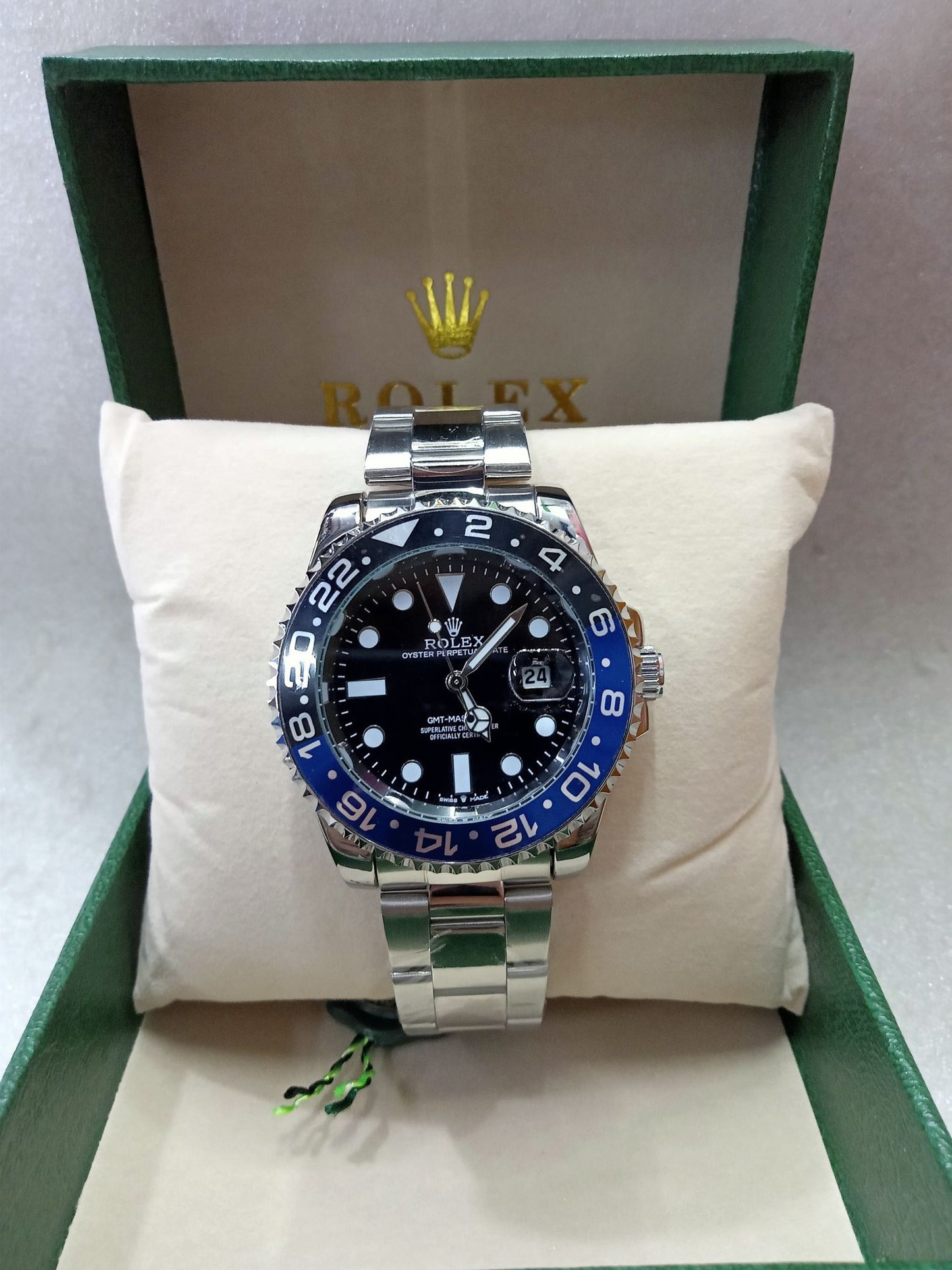 Rolex Rotating Bezel Silver Watch for Men