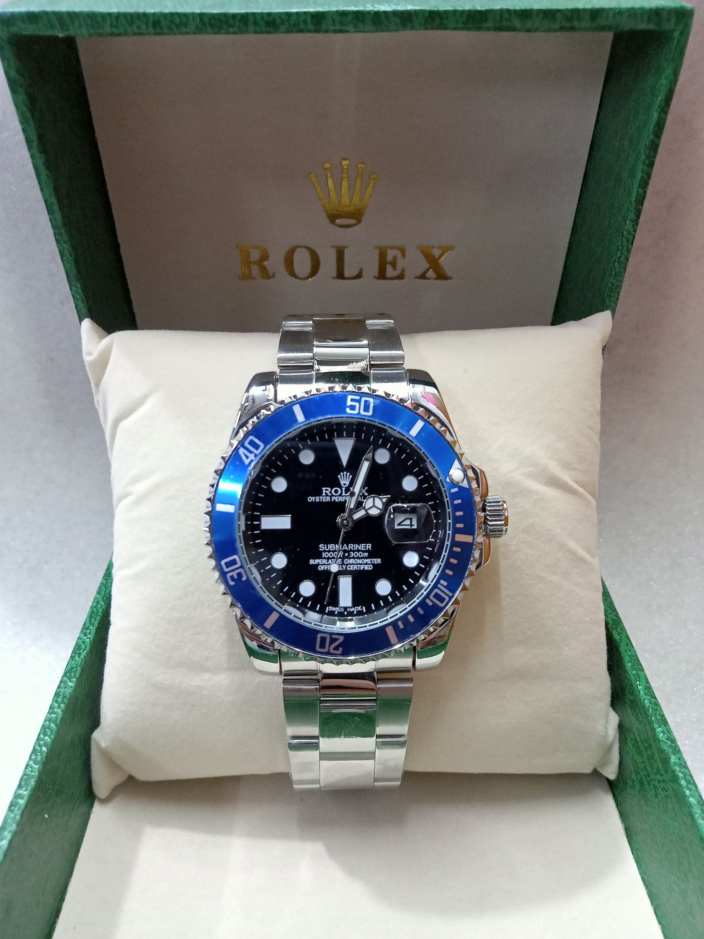 Rolex Rotating Bezel Silver Watch for Men