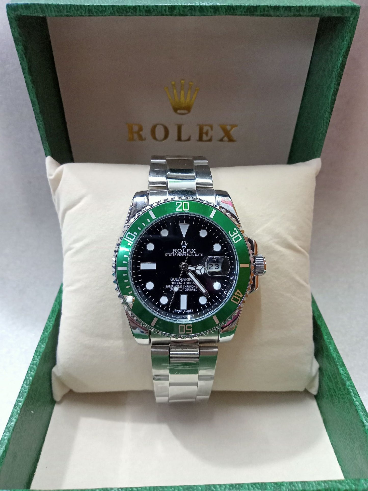 Rolex Rotating Bezel Silver Watch for Men