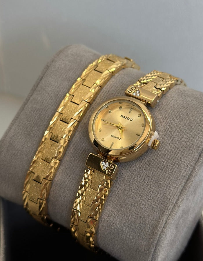 Saigo Gold Watch with Bracelet (Small Face)