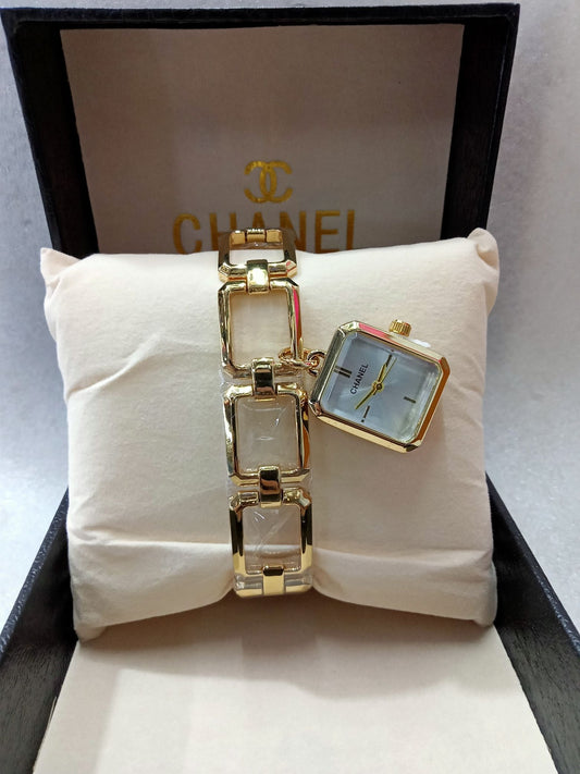 Gold Square Bangle Watch for Women