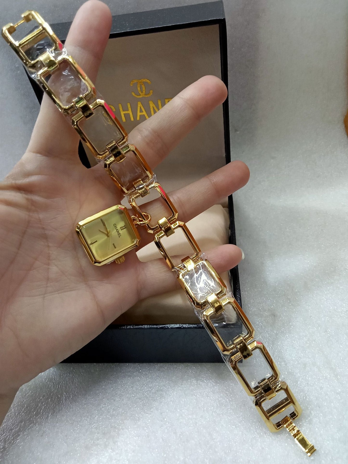 Gold Square Bangle Watch for Women