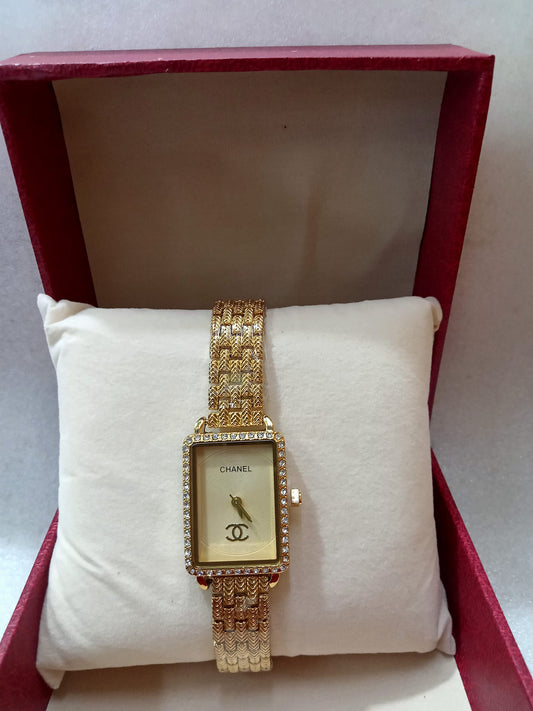 CHNL Square Face Gold Watch for Women