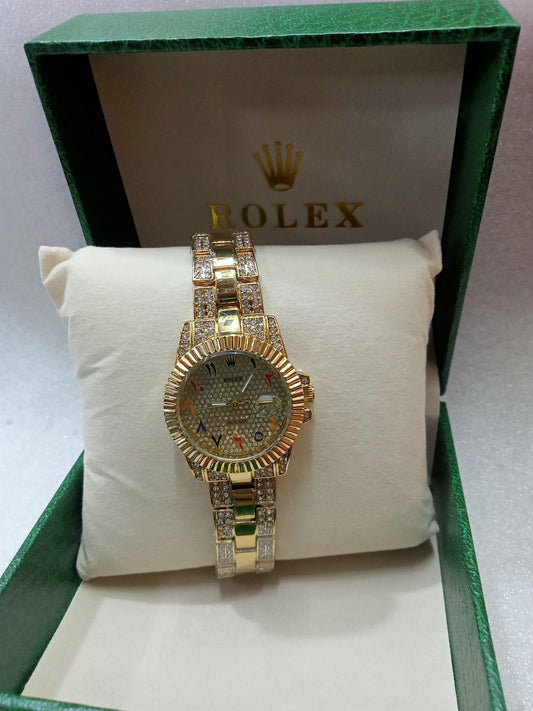 Gold Iced-out Watch for Women Small Face