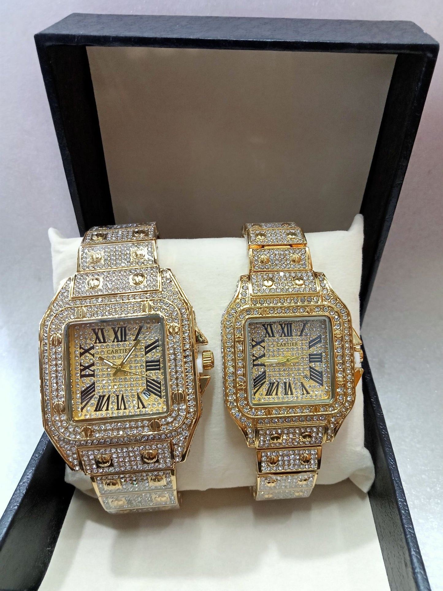 Carti Iced-out Gold Watch for Men and Women
