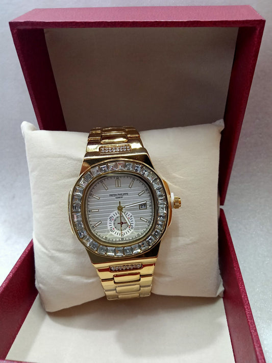 PTK Gold Watch Medium Face with Stones
