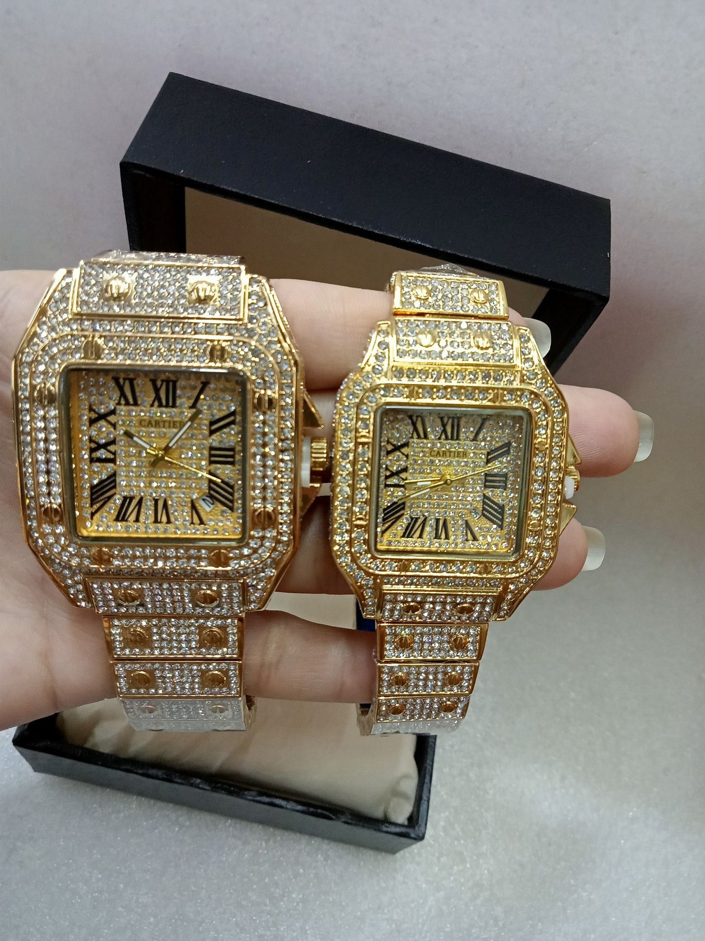 Carti Iced-out Gold Watch for Men and Women